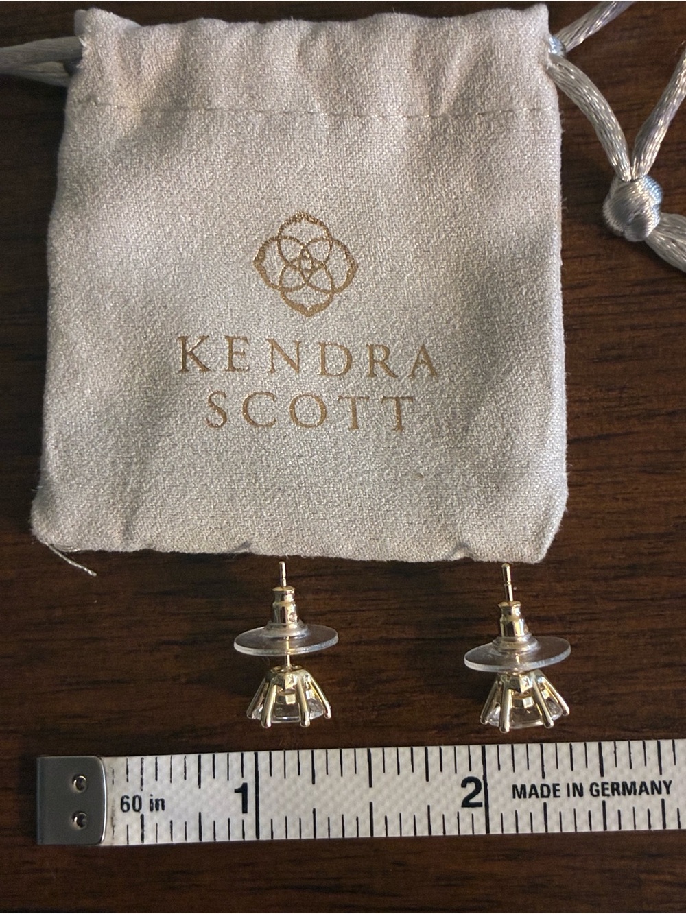 Kendra Scott Oval Clear Stone Stud Earrings - Gold Tone - Picture 3 of 3